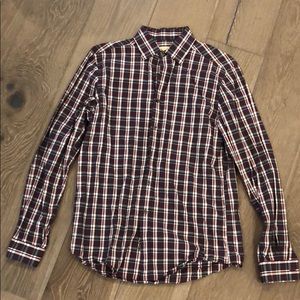 Michael Kors maroon/gray plaid men’s shirt